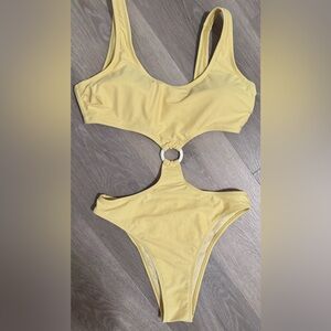Yellow One Piece Cutout Swimsuit